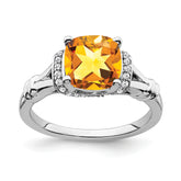 14k White Gold Citrine and Diamond Ring